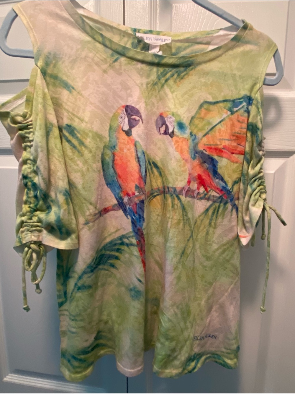 Ellen Negley Art & Sol top Water Color multi-color Parrot - Green - Small